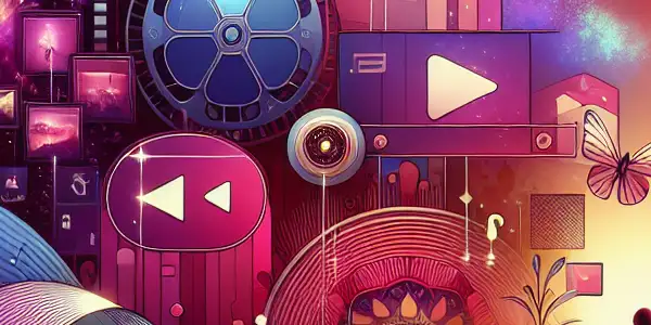 A vibrant digital landscape showcasing a modern adult film platform with alluring scenes and a playful atmosphere.